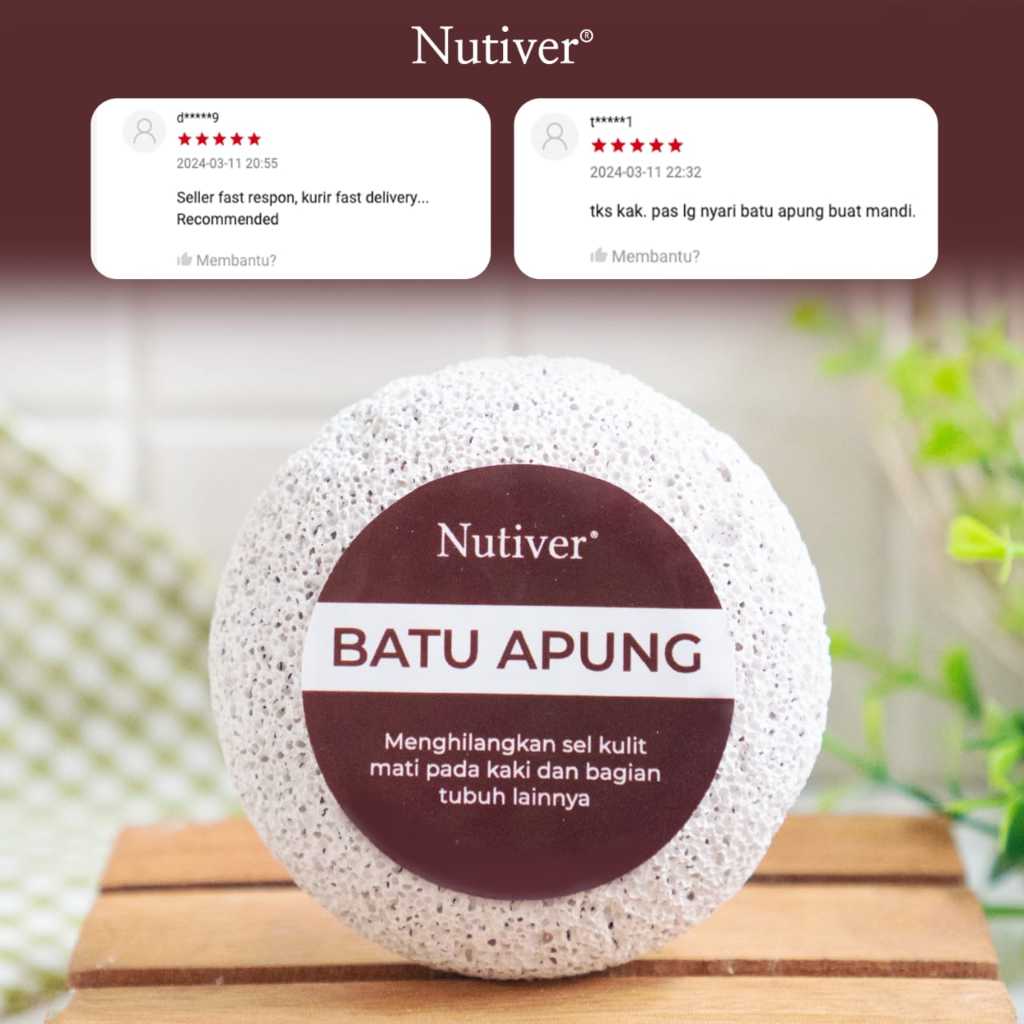 NUTIVER Batu Apung Natural Lava Stone Penghilang Sel Kulit Mati & Kapalan