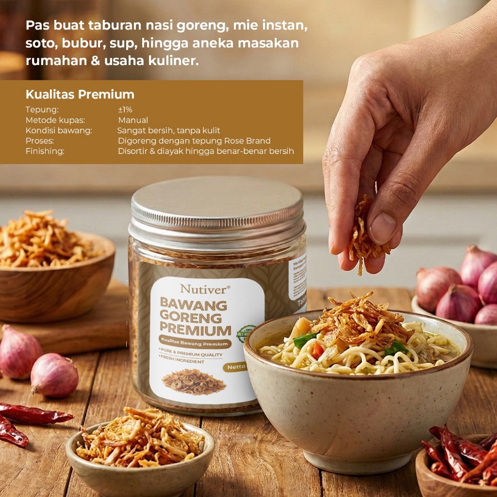 NUTIVER Bawang Goreng Premium 150gr Bawang Premium Renyah Gurih 150gr Bumbu Nasi Goreng Mie Instan