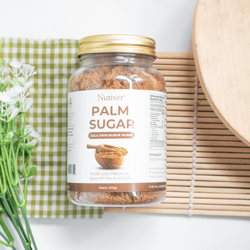 NUTIVER Gula Aren Bubuk Organik Palm Sugar Powder Nira Aren Asli Natural Manis Alami 200gr
