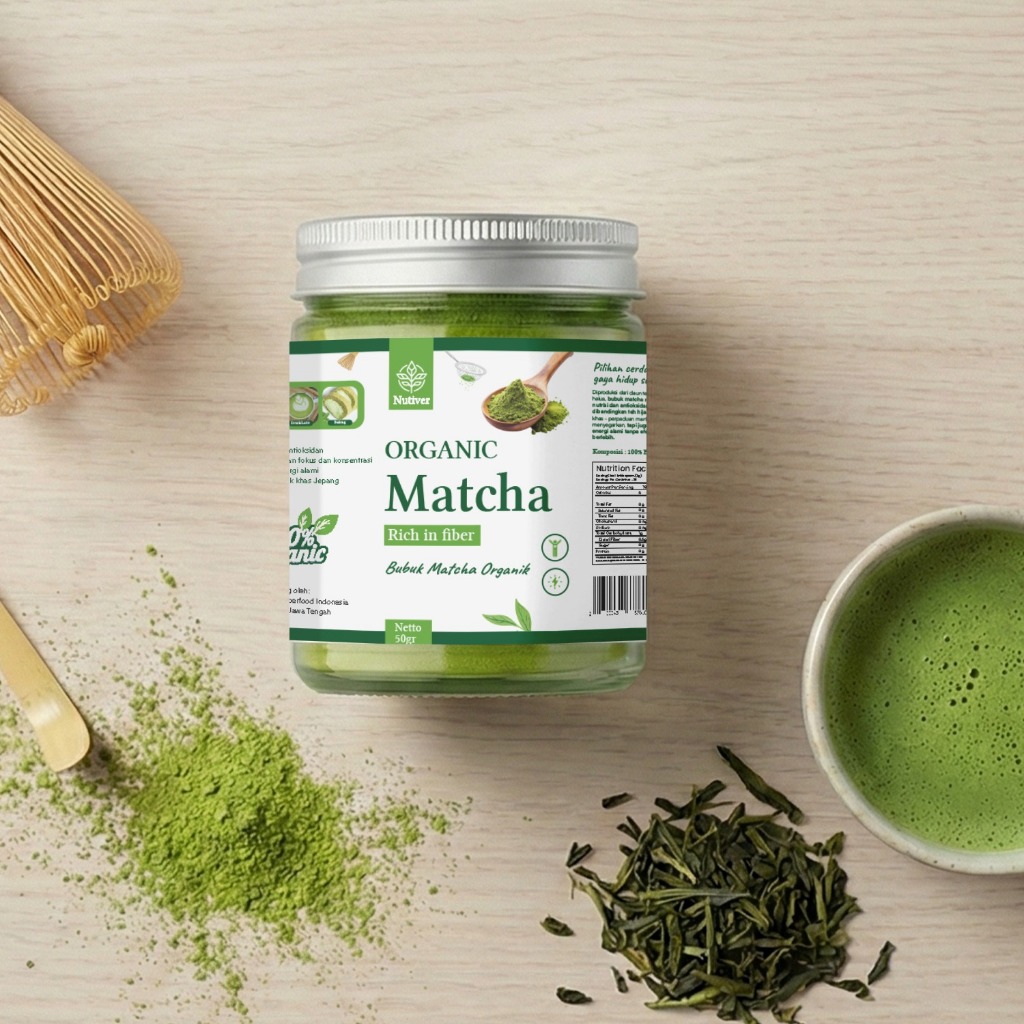 NUTIVER Pure Matcha Powder Premium Matcha Bubuk Matcha Organic & Original 50gr