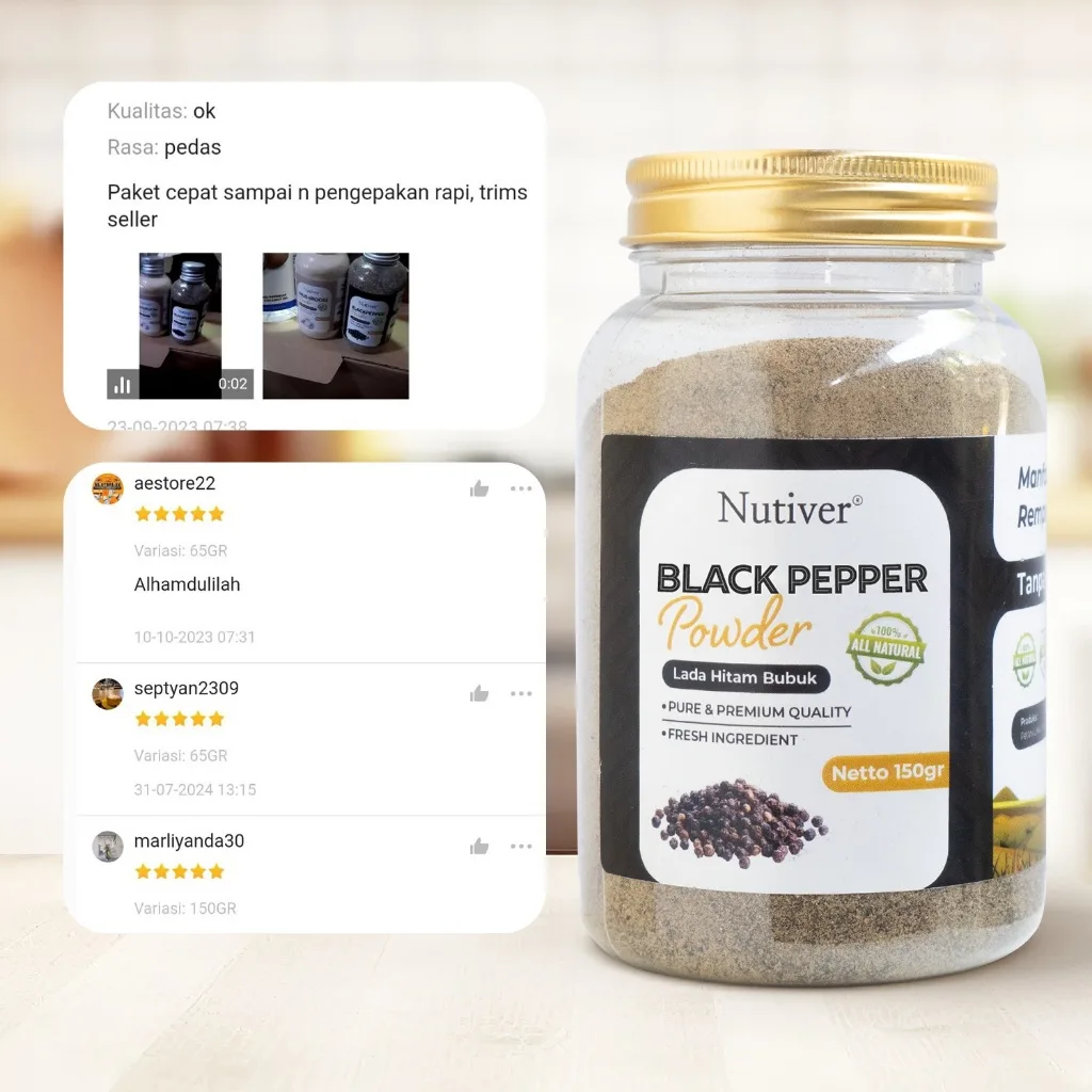 NUTIVER Lada Hitam Bubuk Bumbu Masak BlackPepper Powder Bumbu Dapur Original 150gr