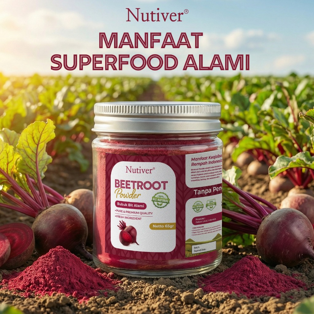 NUTIVER Beetroot Powder 65gr Bubuk Buah Bit Superfood Alami Beetroot Drink Sehat Detox Premium Grade