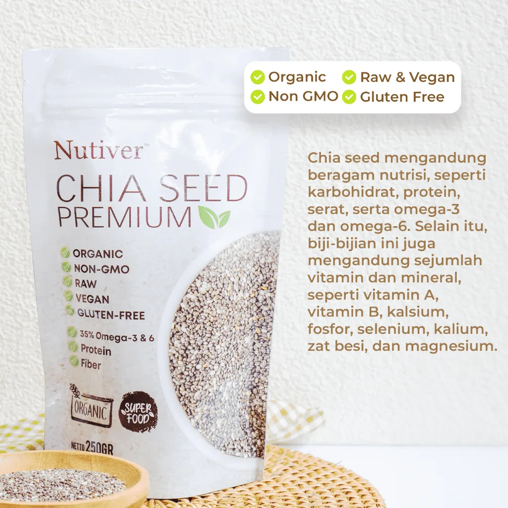 NUTIVER Chia Seed Organik 250gr Biji Chia Meksiko Superfood Kaya Serat & Omega 3