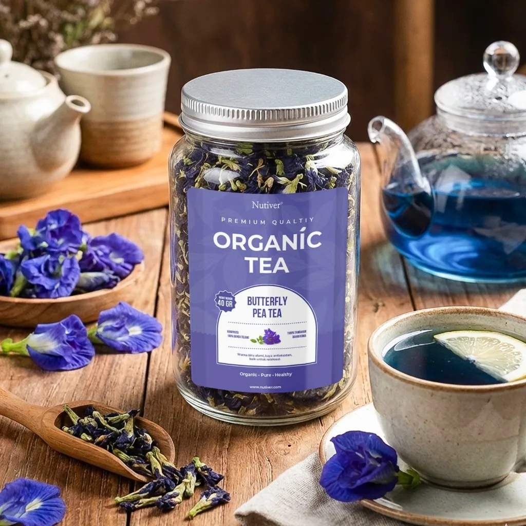 NUTIVER Teh Bunga Telang Organik 40gr Butterfly Pea Tea Herbal Alami Biru Antioksidan Relaksasi