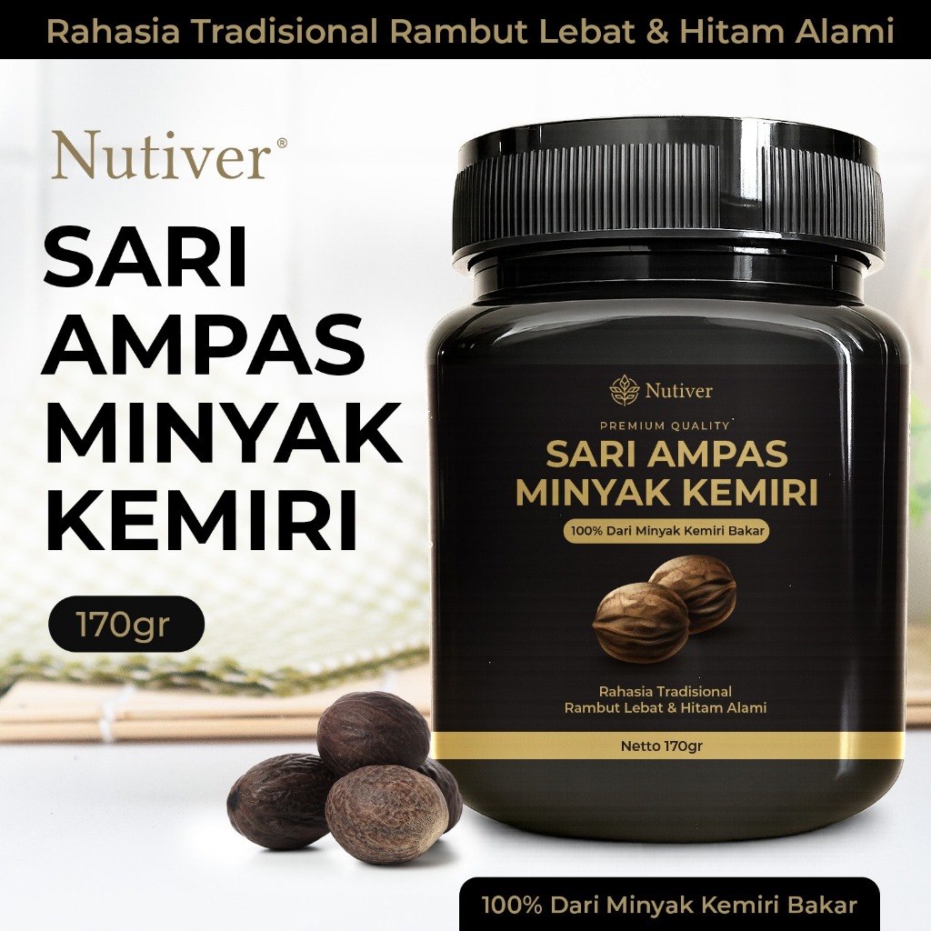Nutiver Ampas Minyak Kemiri Bakar Sari Kemiri 100% Alami Perawatan Rambut Lebat & Hitam