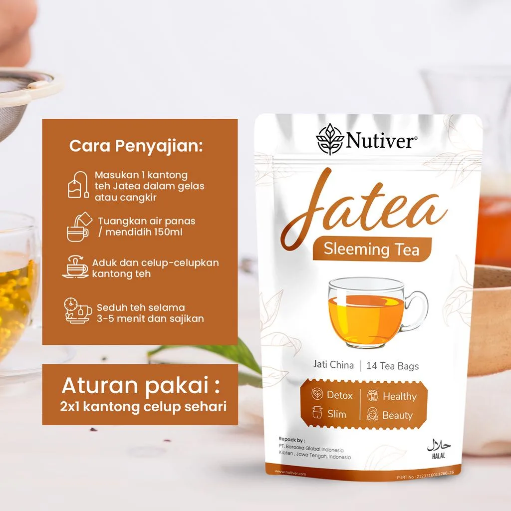 NUTIVER Teh Celup Daun Jati Cina Teh Pelangsing Slimming Tea Detox Alami Diet