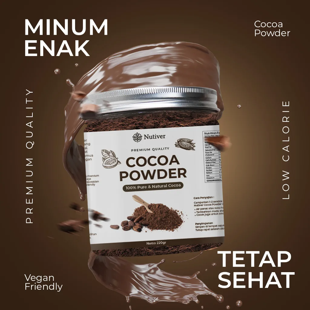 Nutiver Cocoa Powder Bubuk Coklat Premium Coklat Bubuk Original Pure Tanpa Gula 220gr