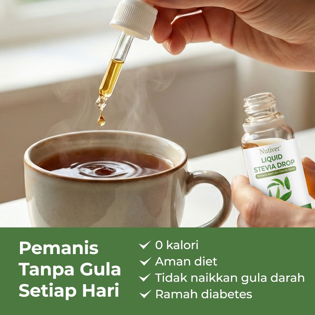 NUTIVER Paket Stevia Tetes 10ml 3 Pcs Sweetener Alamai 0 Kalori Aman Untuk Diabetes Ibu Hamil