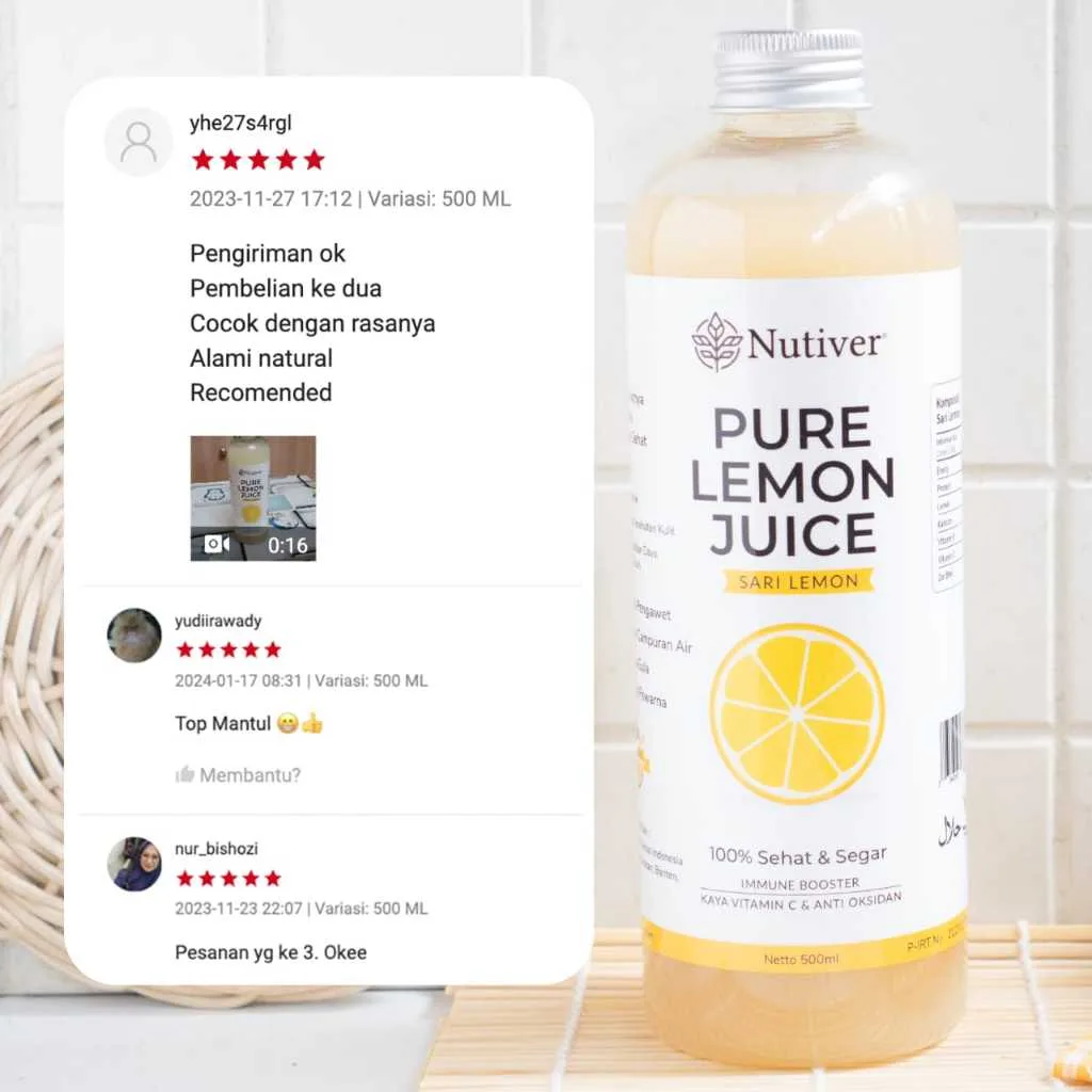 Nutiver Sari Lemon Murni Asli 100% Air Lemon Diet dan Detox Untuk Kesehatan 500ml