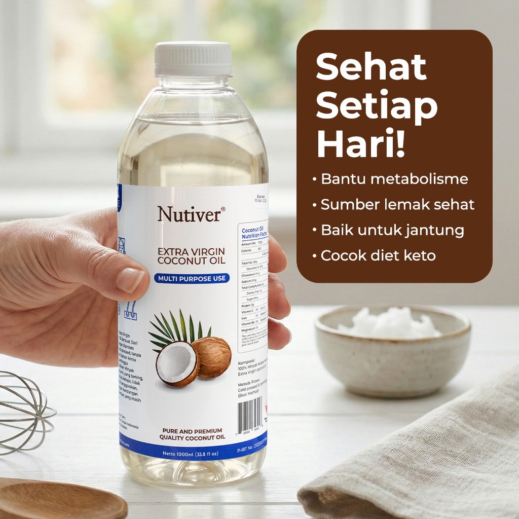 NUTIVER Paket Minyak Kelapa VCO Virgin Coconut Oil 2 liter Minyak Kelapa Murni Cold Pressed