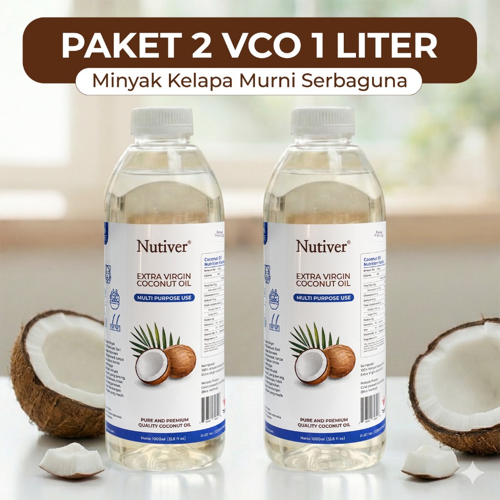 NUTIVER Paket Minyak Kelapa VCO Virgin Coconut Oil 2 liter Minyak Kelapa Murni Cold Pressed