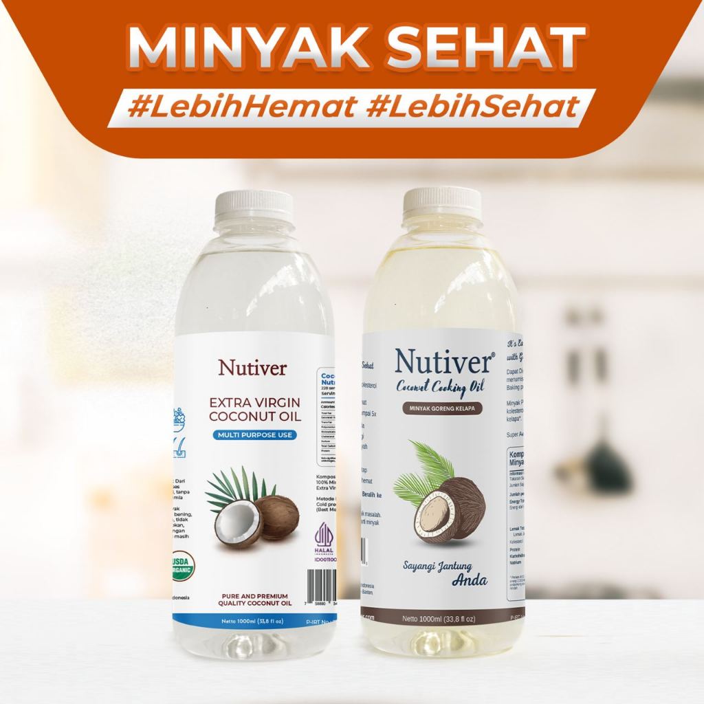 NUTIVER Paket Hemat 2 - Minyak VCO & Minyak Goreng Kelapa 1 Liter