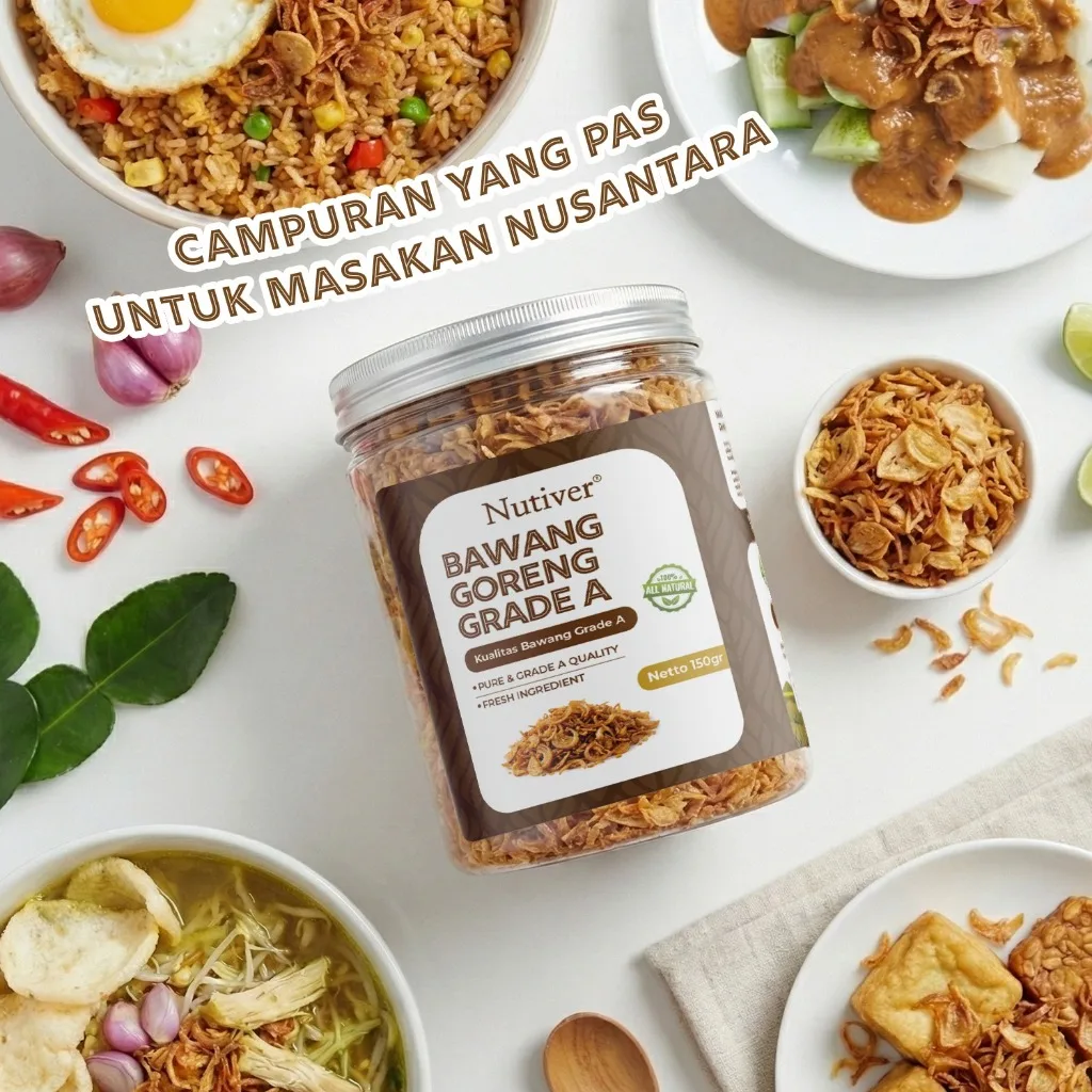NUTIVER Bawang Goreng Grade A 150gr Bawang Grade A Renyah Gurih 150gr Bumbu Nasi Goreng Mie Instan