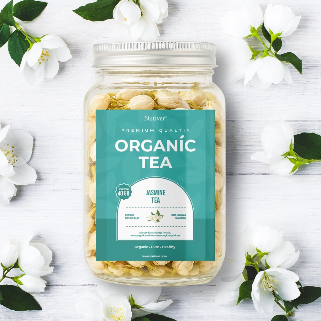 Nutiver Teh Bunga Melati Organik Organic Tea Jasmine  Premium Relaxing Aroma Harum Alami 40gr