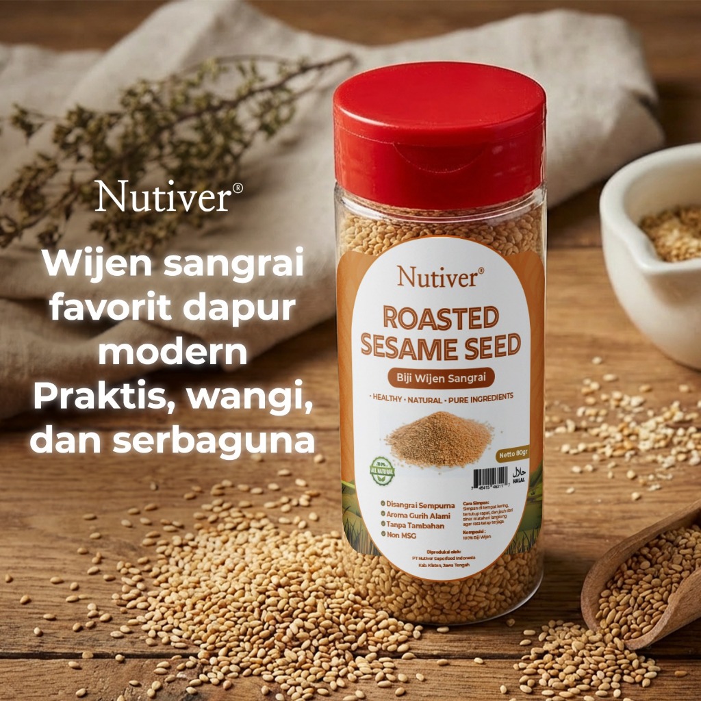NUTIVER Wijen Sangrai Premium 80gr Biji Wijen Sangrai Gurih Alami Non MSG Tanpa Pengawet