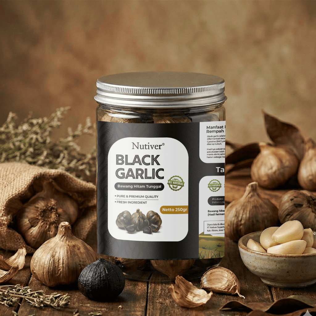 NUTIVER Black Garlic 250g Bawang Hitam Tunggal Premium Kaya Antioksidan Suplemen Kesehatan Alami