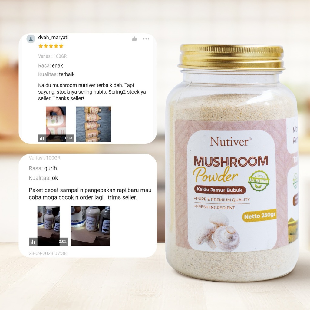 Nutiver Kaldu Jamur Bubuk Non-MSG - Bumbu Dapur Sehat Alami Gurih Praktis