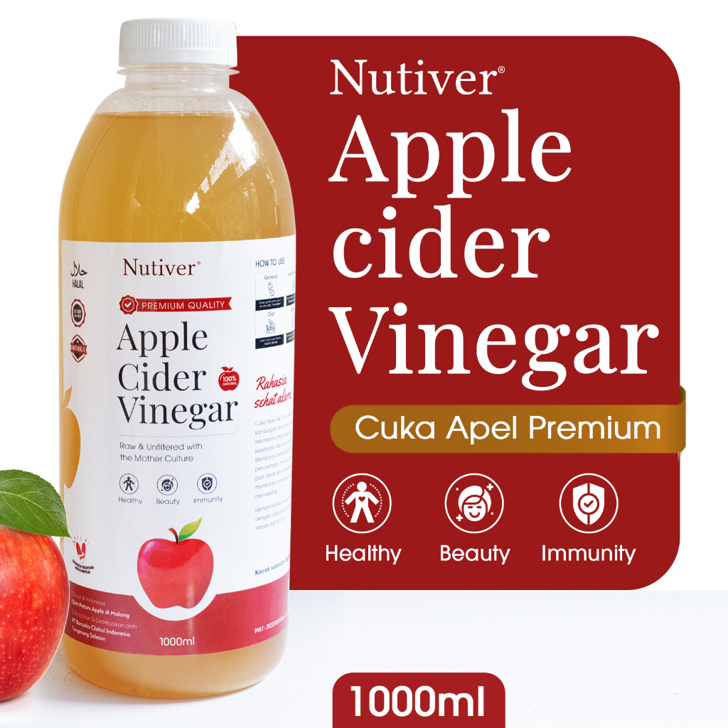 Nutiver Cuka Apel Organik With The Mother 1 Liter - Minuman Sehat untuk Diet
