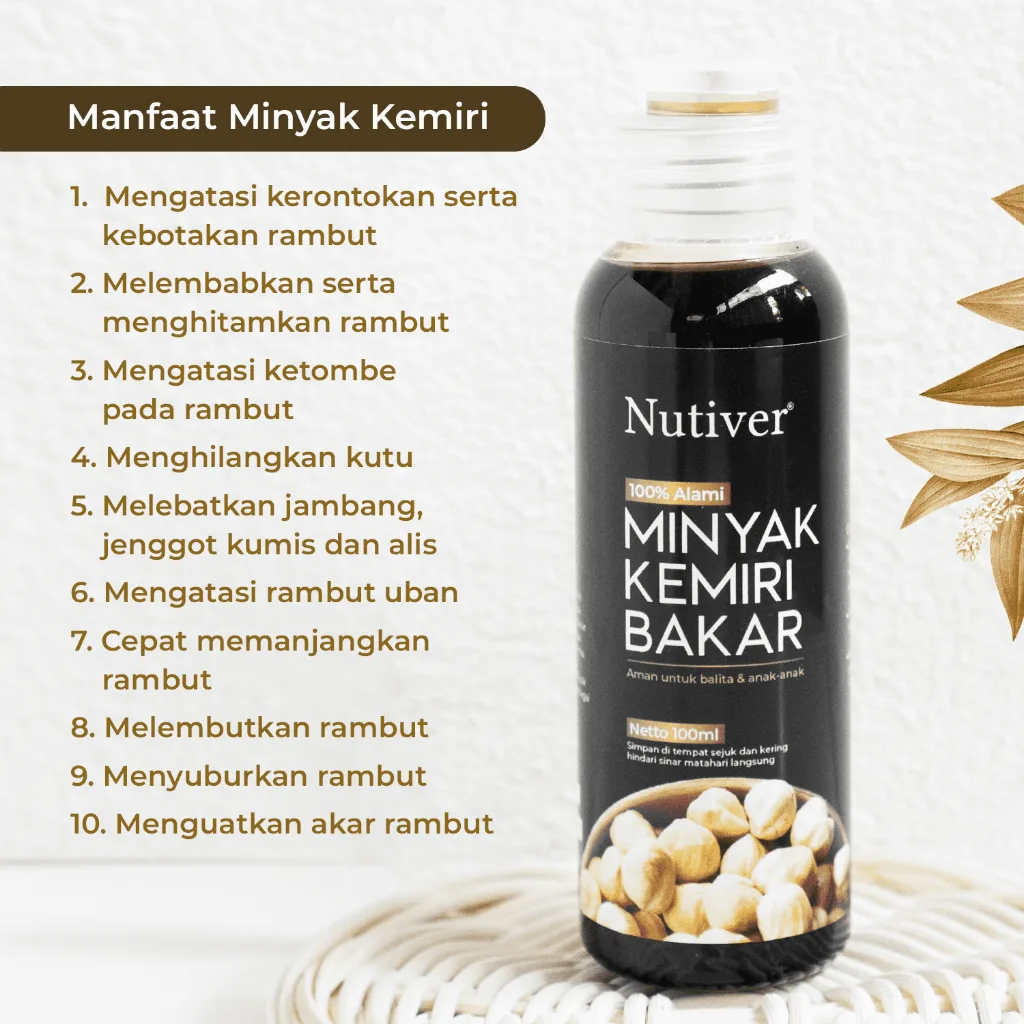 Minyak Kemiri Bakar Murni 100ml ORIGINAL 100% Penumbuh & Penghitam Rambut Alami ORGANIK