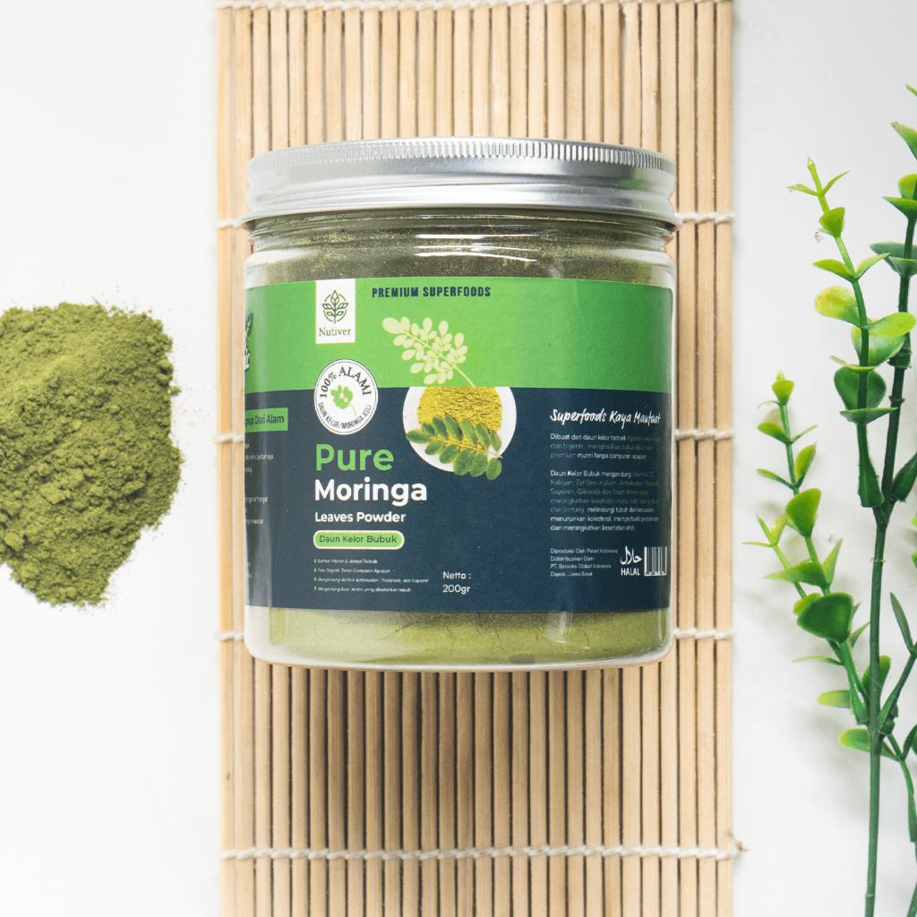 NUTIVER Daun Kelor Bubuk Original 100% Moringa Powder Bubuk Daun Kelor Pure 200gr