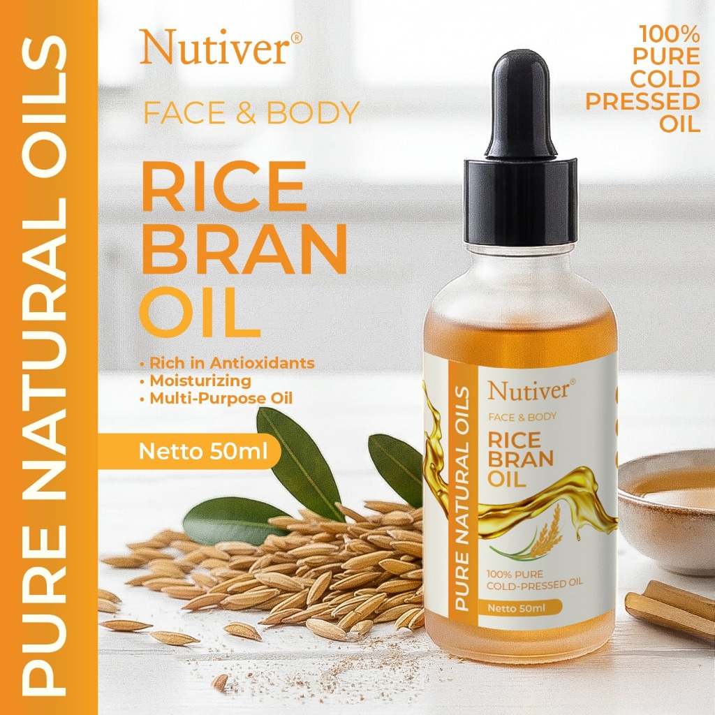 NUTIVER Rice Bran Oil 50ml Minyak Dedak Beras Cold Pressed untuk Wajah & Rambut