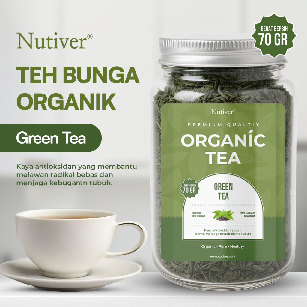 NUTIVER Green Tea Organik Teh Hijau Premium Loose Leaf Natural