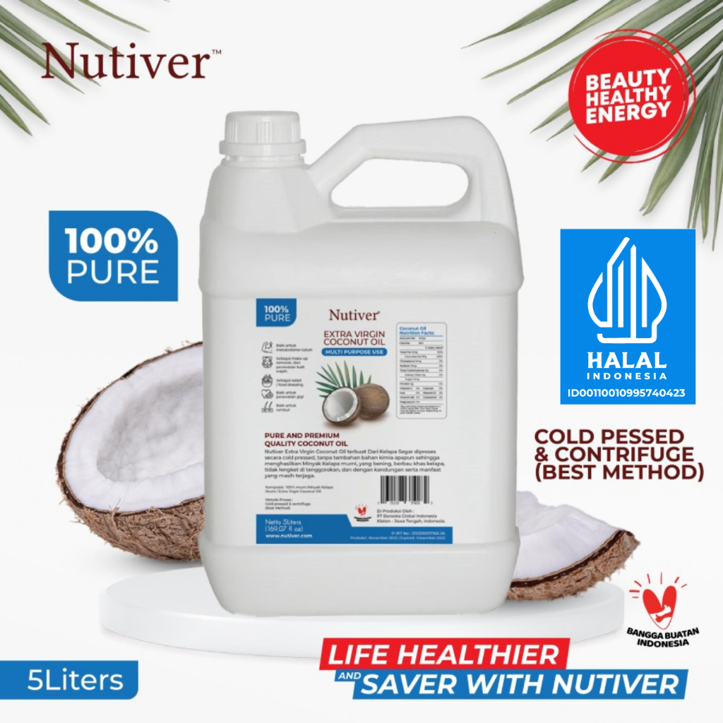 NUTIVER Minyak Kelapa VCO 5 Liter Virgin Coconut Oil EVCO Cold Pressed Murni