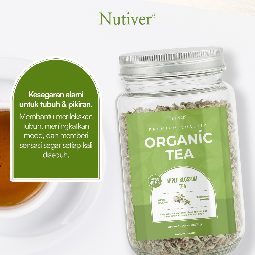 NUTIVER Teh Bunga Organik Aroma Apel Organic Tea Apple Blossom  Segar Herbal Relaxing Non Kafein 40g