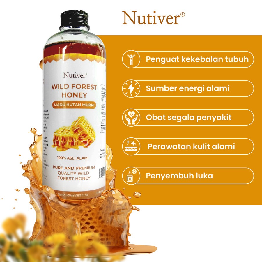 NUTIVER Paket Hemat 3 - Madu Hutan 500ml & Cuka Apel 500ml Organik / Bundling Hemat Sehat 2 In 1