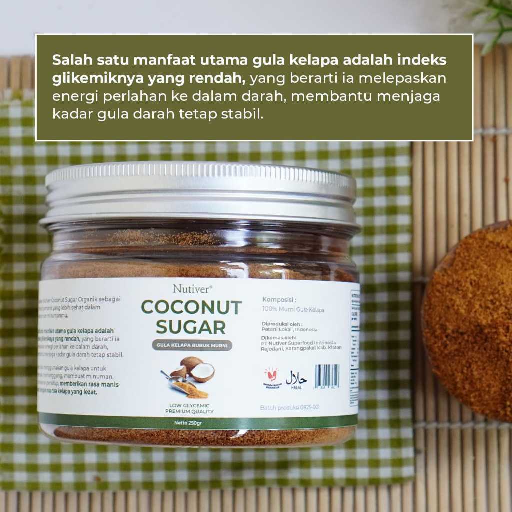 Nutiver Gula Kelapa Organik Bubuk 250gr Coconut Sugar Natural Manis Alami