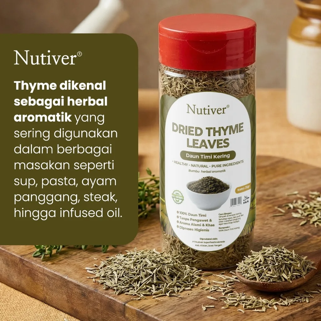 NUTIVER Dried Thyme Leaves 35gr Daun Timi Kering Bumbu Masak Western Non MSG Premium Tanpa Pengawet