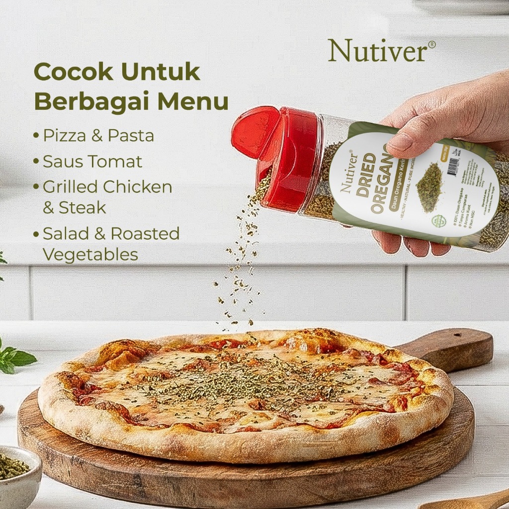 NUTIVER Oregano Kering Asli 55gr Daun Oregano Kering untuk Pizza Pasta Steak & Masakan