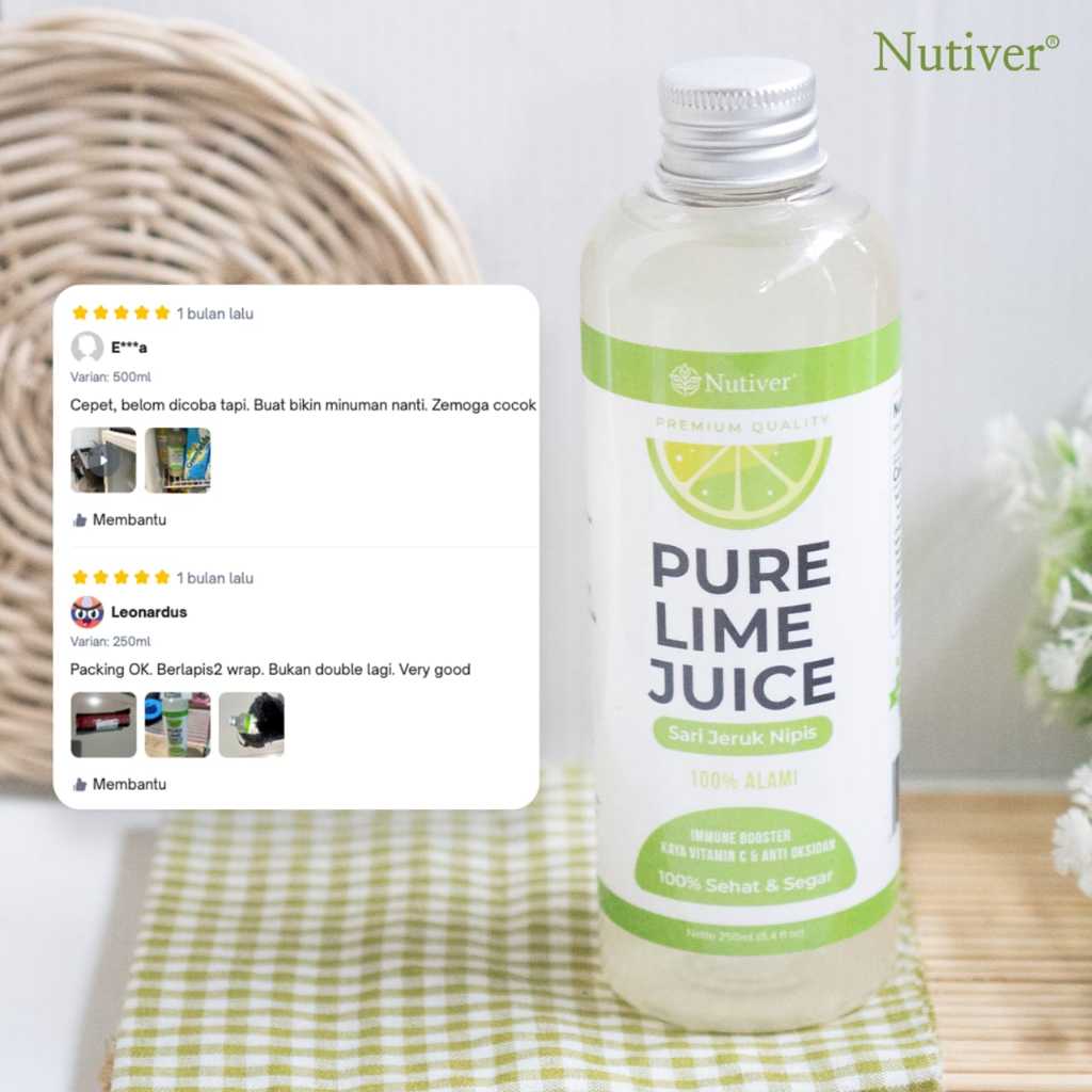 NUTIVER Sari Jeruk Nipis Murni 500ml Air Jeruk Nipis Segar Organik Tinggi Antioksidan