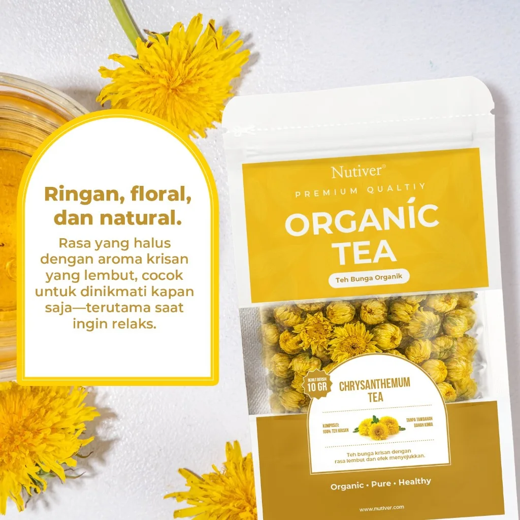 NUTIVER Teh Bunga Krisan Organik Organic Chrysanthemum Tea Herbal Menenangkan Tanpa Kafein 10gr