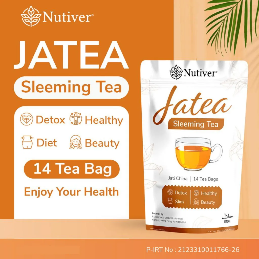 NUTIVER Teh Celup Daun Jati Cina Teh Pelangsing Slimming Tea Detox Alami Diet
