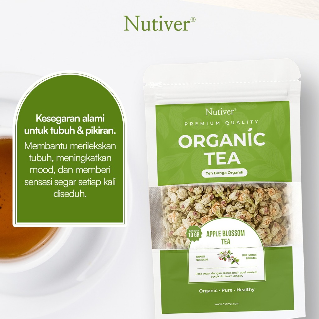 NUTIVER Teh Bunga Organik Aroma Apel Organic Tea Apple Blossom  Segar Herbal Relaxing Non Kafein 10g