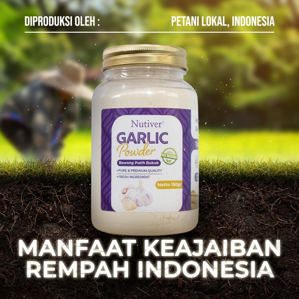 NUTIVER Bawang Putih Bubuk Garlic Powder Bumbu Masak Dapur Siap Pakai Untuk Masakan 150gr