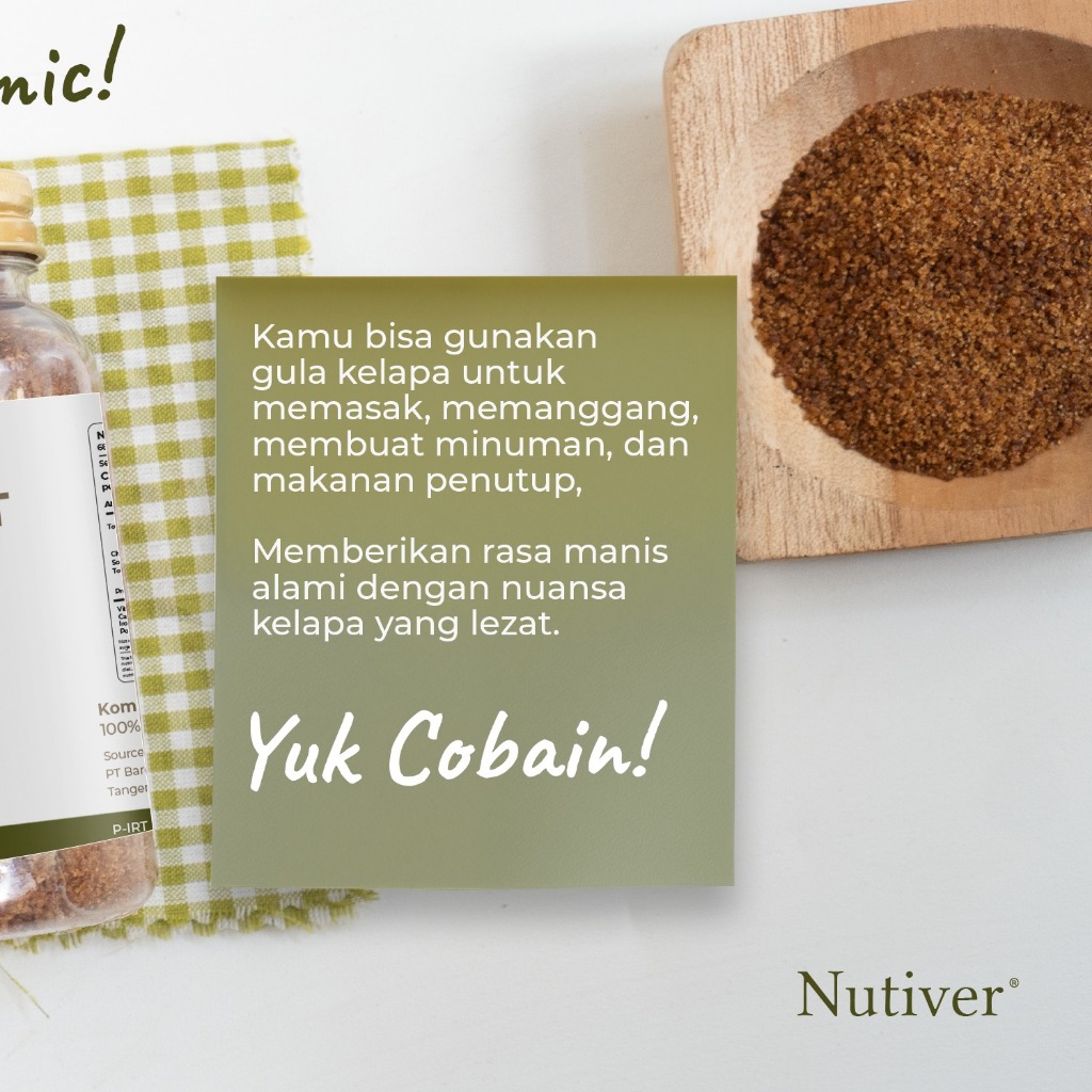 Nutiver Gula Kelapa Organik Coconut Sugar Powder Natural Gula Kelapa Bubuk Murni Manis Alami