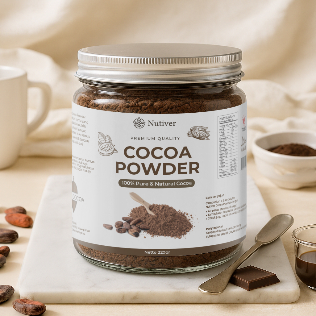 Nutiver Cocoa Powder Bubuk Coklat Premium Coklat Bubuk Original Pure Tanpa Gula 220gr