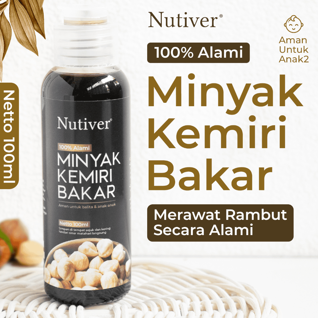 NUTIVER Minyak Kemiri Bakar Penumbuh Rambut  Murni 100ml Perawatan Rambut & Kulit Kepala Alami