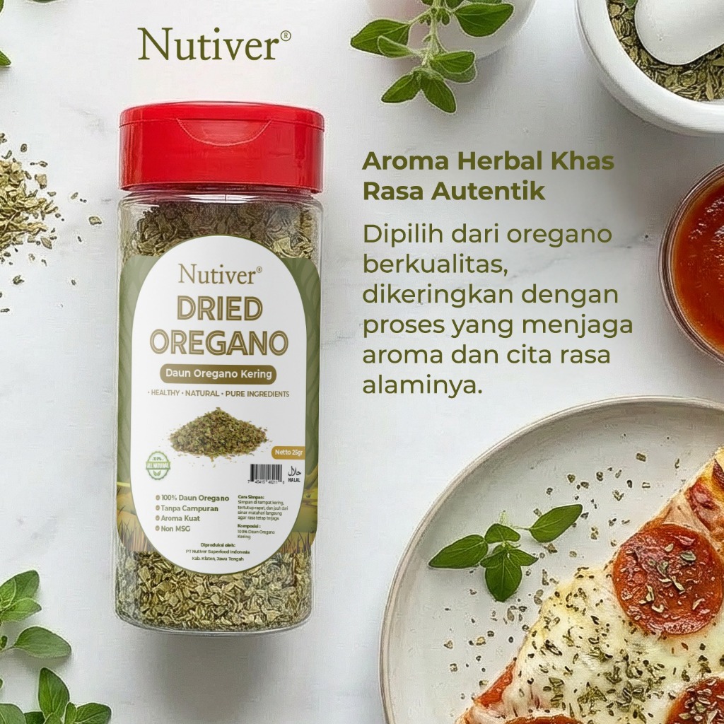 NUTIVER Oregano Kering Asli 55gr Daun Oregano Kering untuk Pizza Pasta Steak & Masakan
