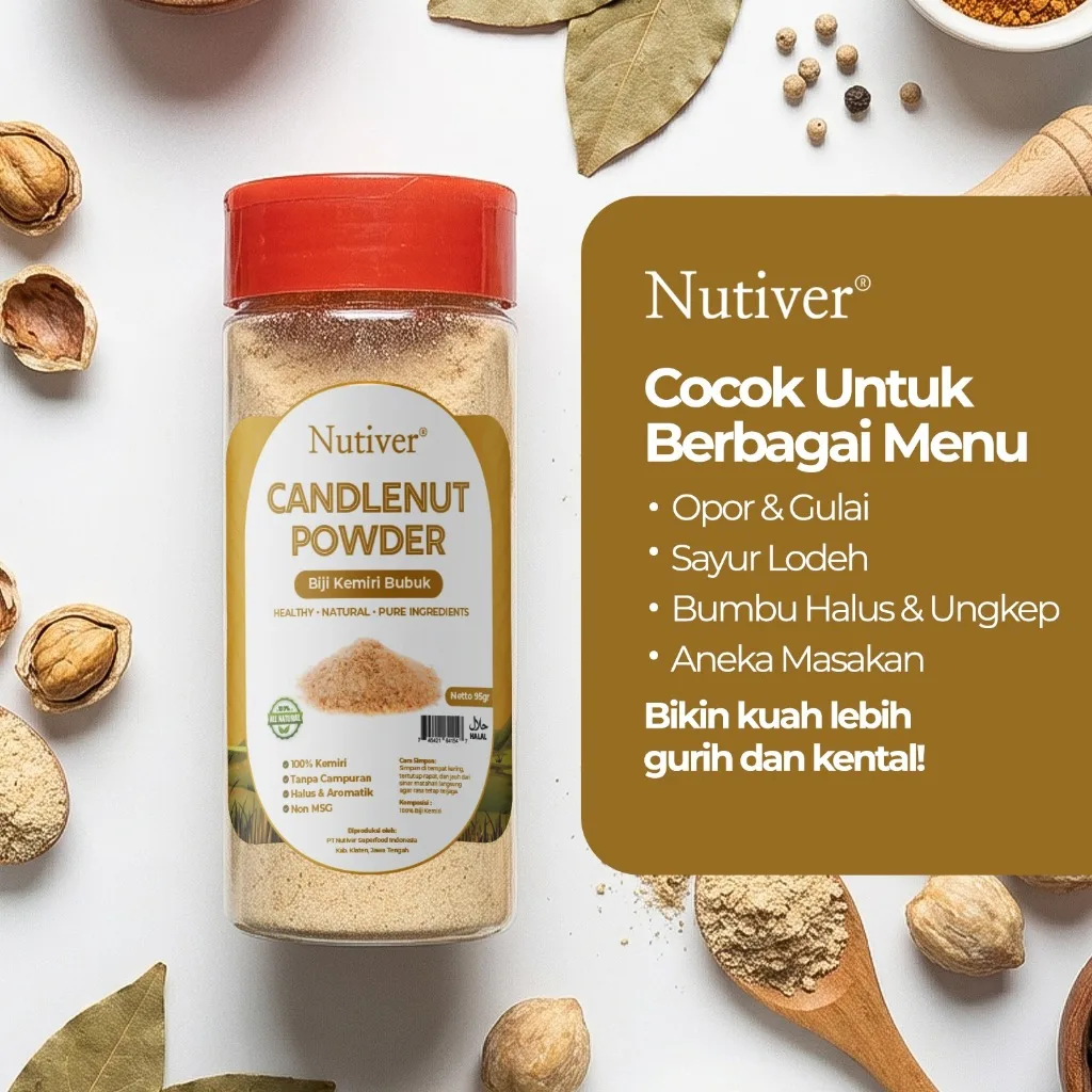 NUTIVER Kemiri Bubuk Candlenut Powder 95gr Premium 100% Kemiri Asli Gurih & Kental Non MSG