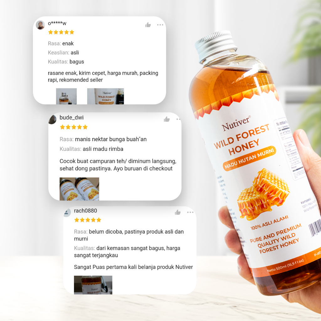 Nutiver Madu Hutan Murni 500ml Madu Murni Alami Tanpa Campuran Asli Kalimantan Kaya Manfaat