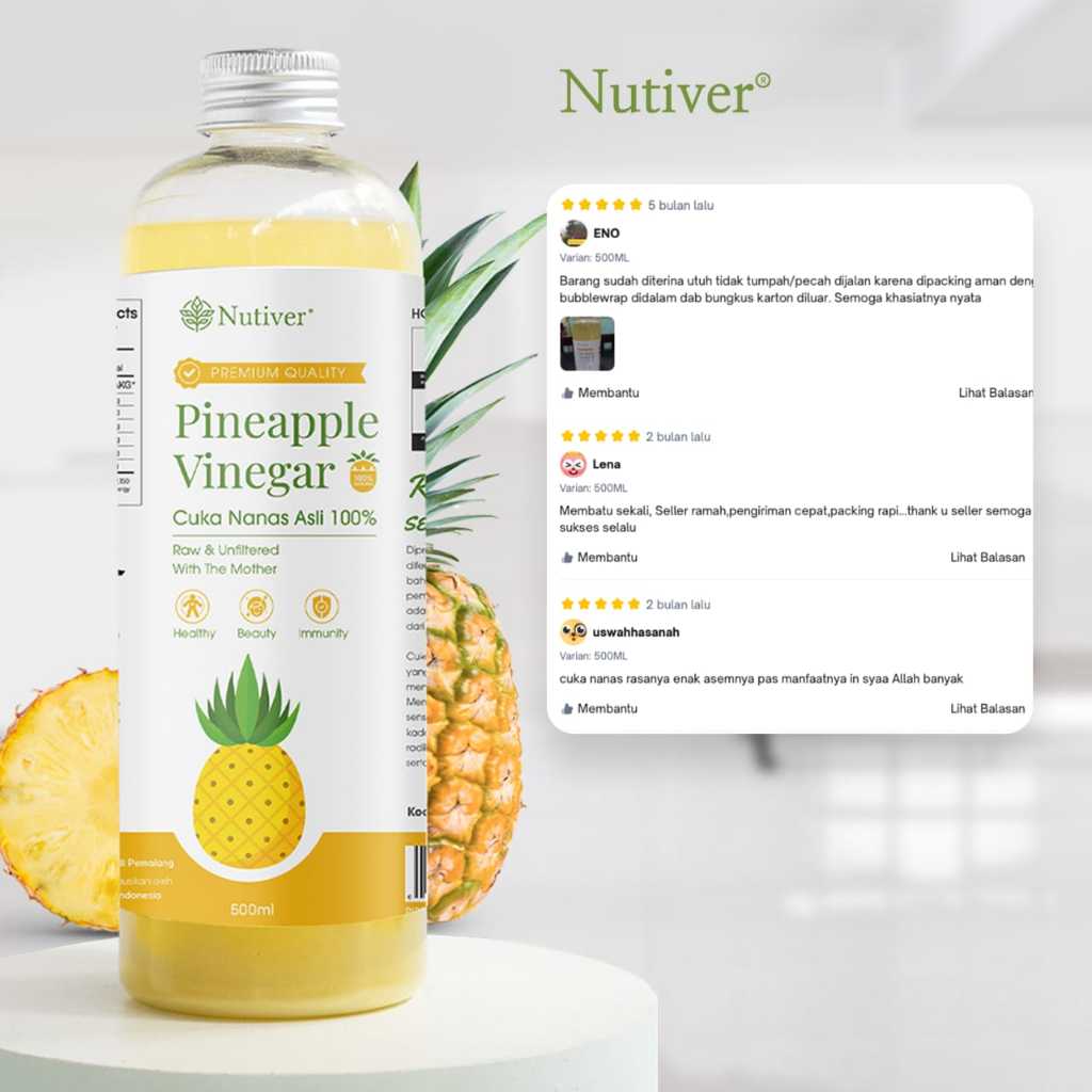 NUTIVER Cuka Nanas Fermentasi Alami Pineapple Vinegar untuk Kesehatan &  Diet 500ml