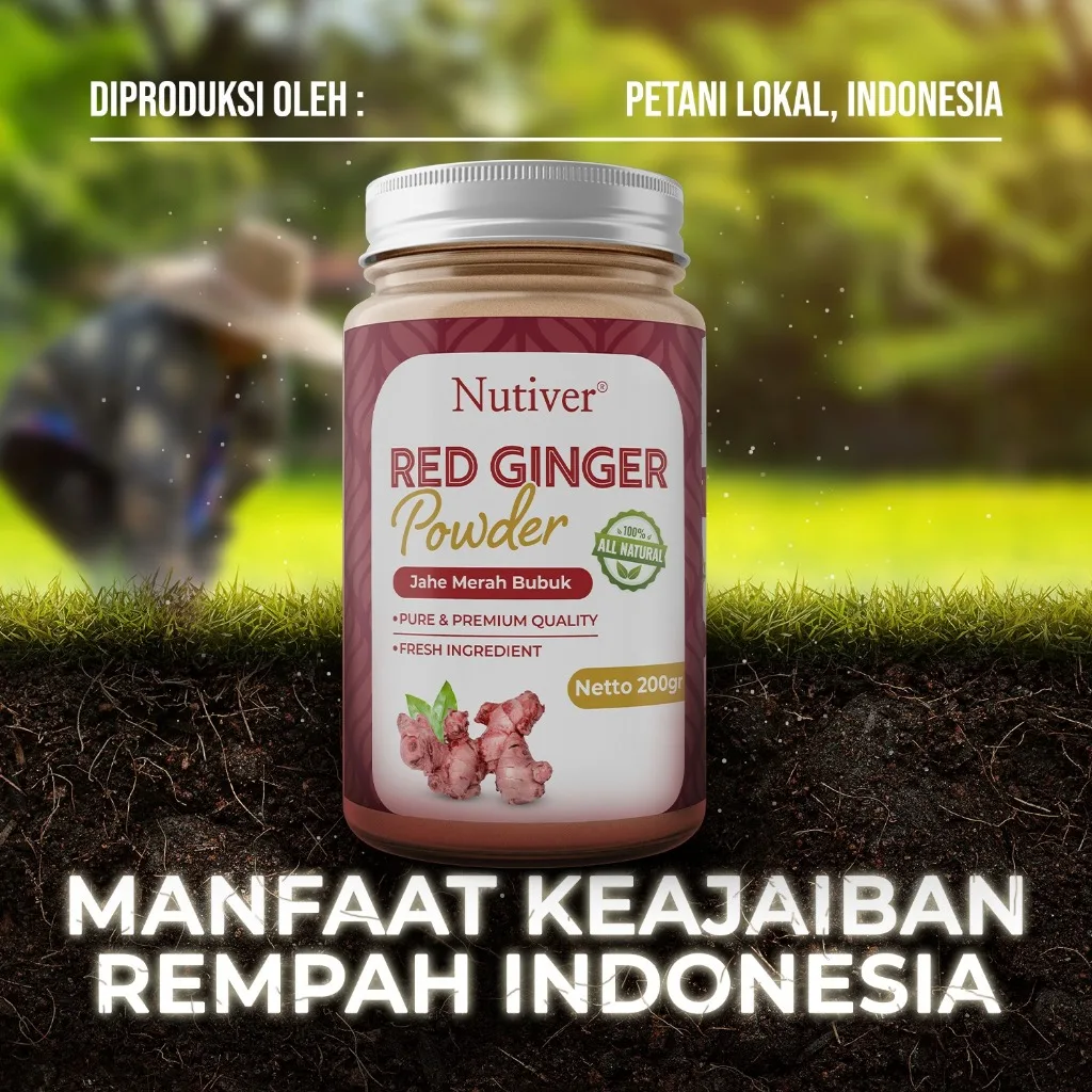 NUTIVER Jahe Merah Bubuk Murni Red Ginger Powder Alami Hangatkan Tubuh