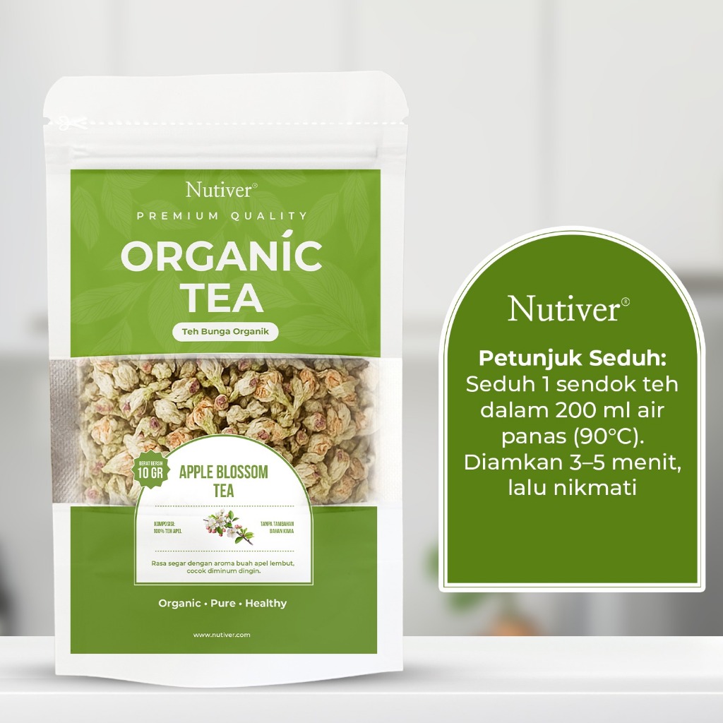 NUTIVER Teh Bunga Organik Aroma Apel Organic Tea Apple Blossom  Segar Herbal Relaxing Non Kafein 10g