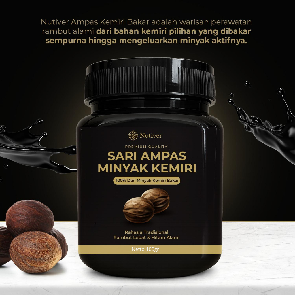 Nutiver Ampas Minyak Kemiri Bakar Sari Kemiri 100% Alami Perawatan Rambut Lebat & Hitam
