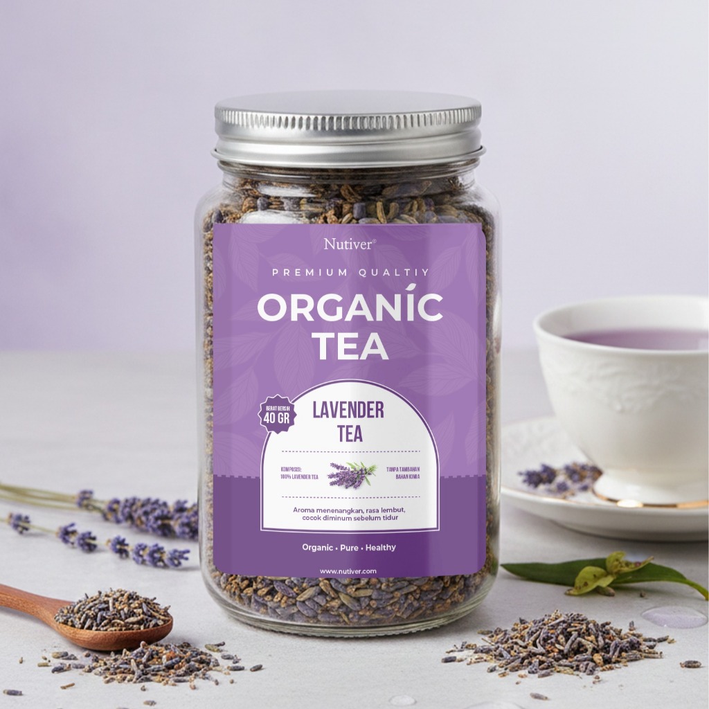 Nutiver Teh Bunga Organik Lavender Teh Herbal Aromatic Menenangkan Relaksasi Sebelum Tidur 40gr