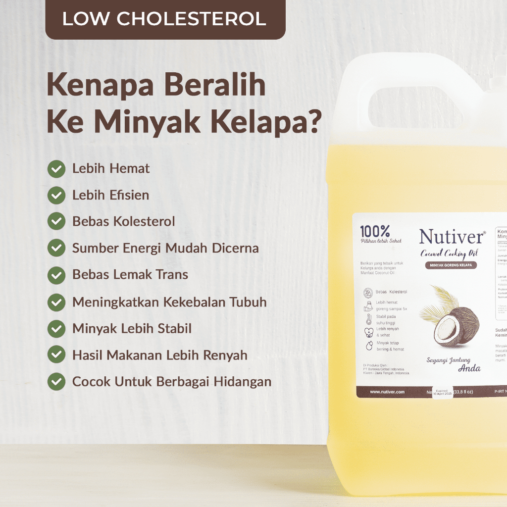 NUTIVER Minyak Goreng Kelapa 5 Liter Coconut Cooking Oil Sehat & Hemat untuk Memasak