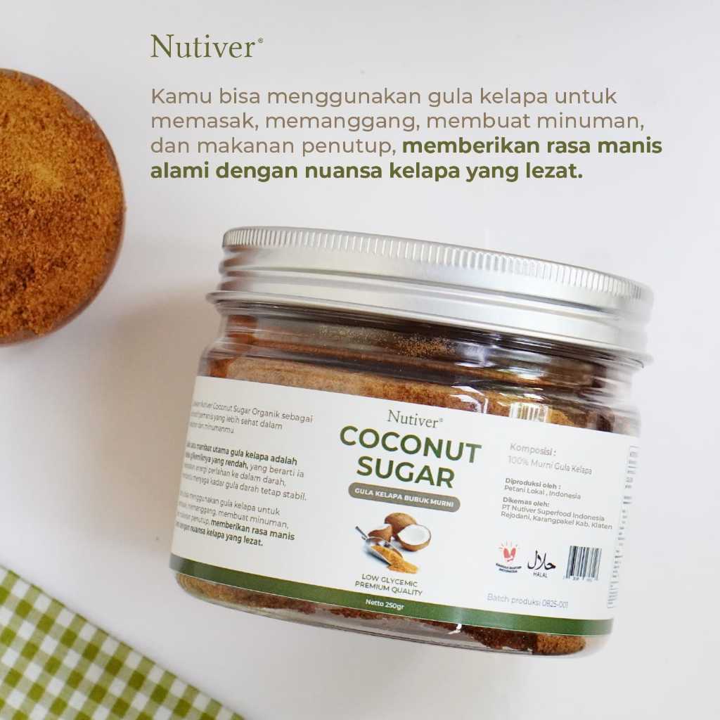 Nutiver Gula Kelapa Organik Bubuk 250gr Coconut Sugar Natural Manis Alami